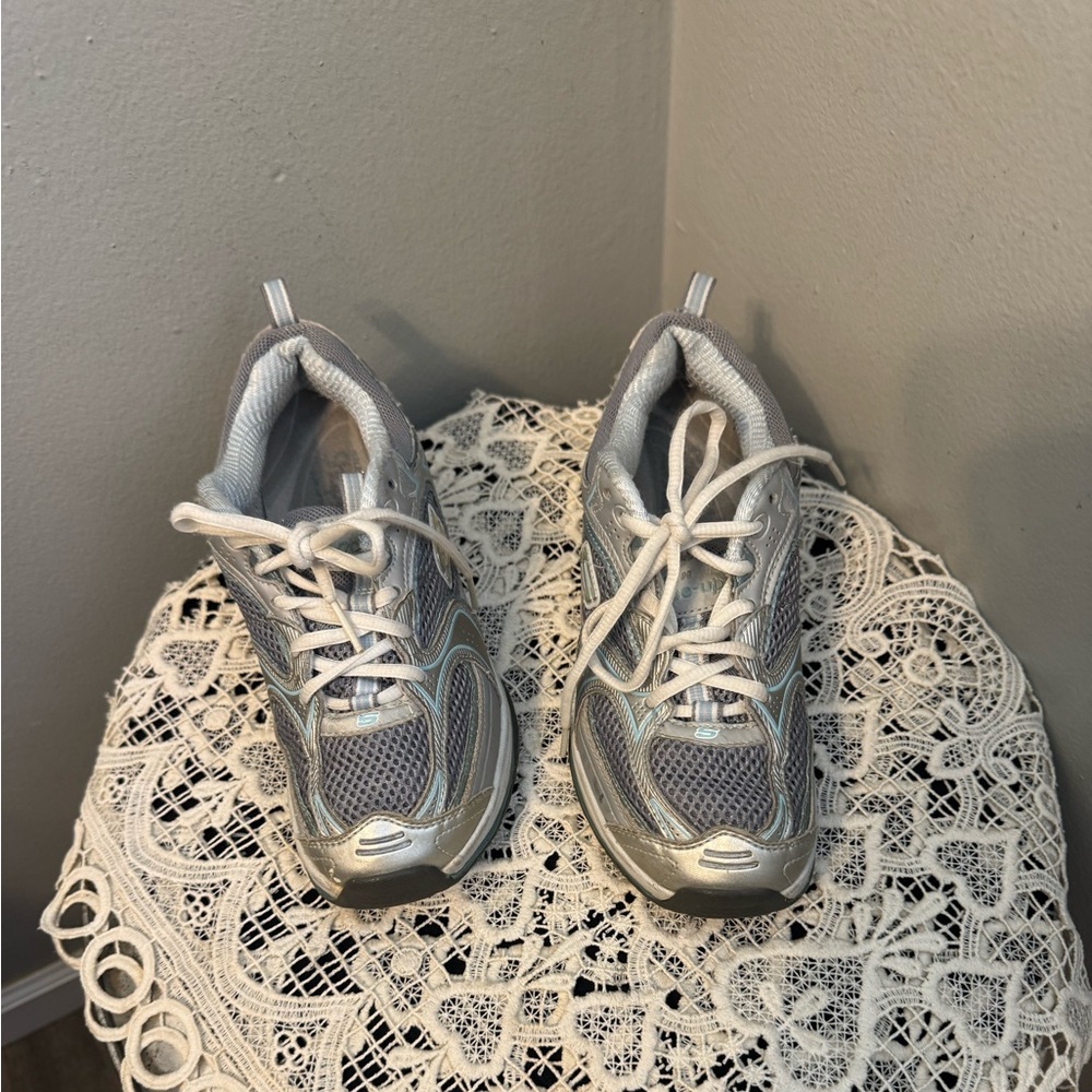 Skechers Shape Ups Silver and Gray Sneakers